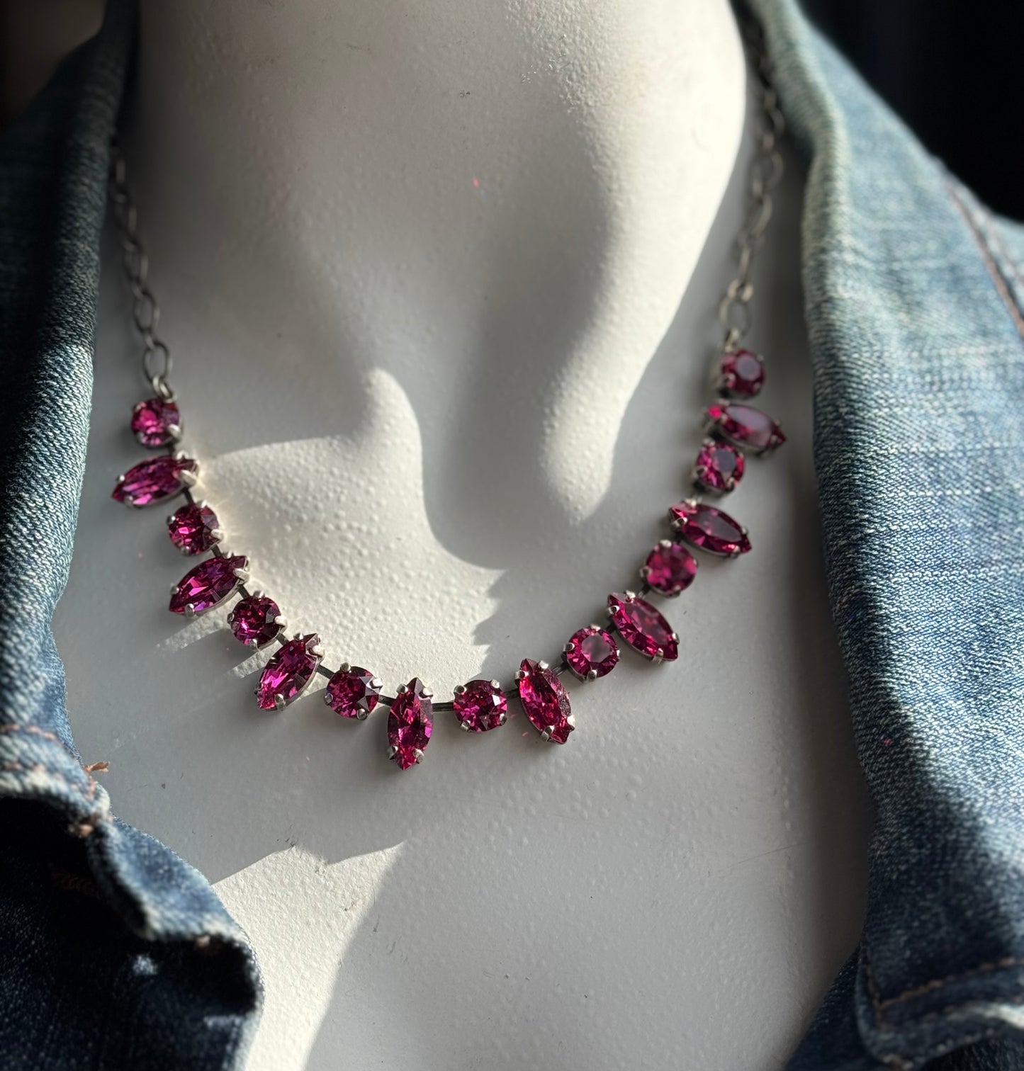 Fuchsia Navette Necklace