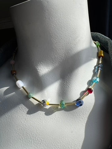 Mixed Up Glass Choker Necklace