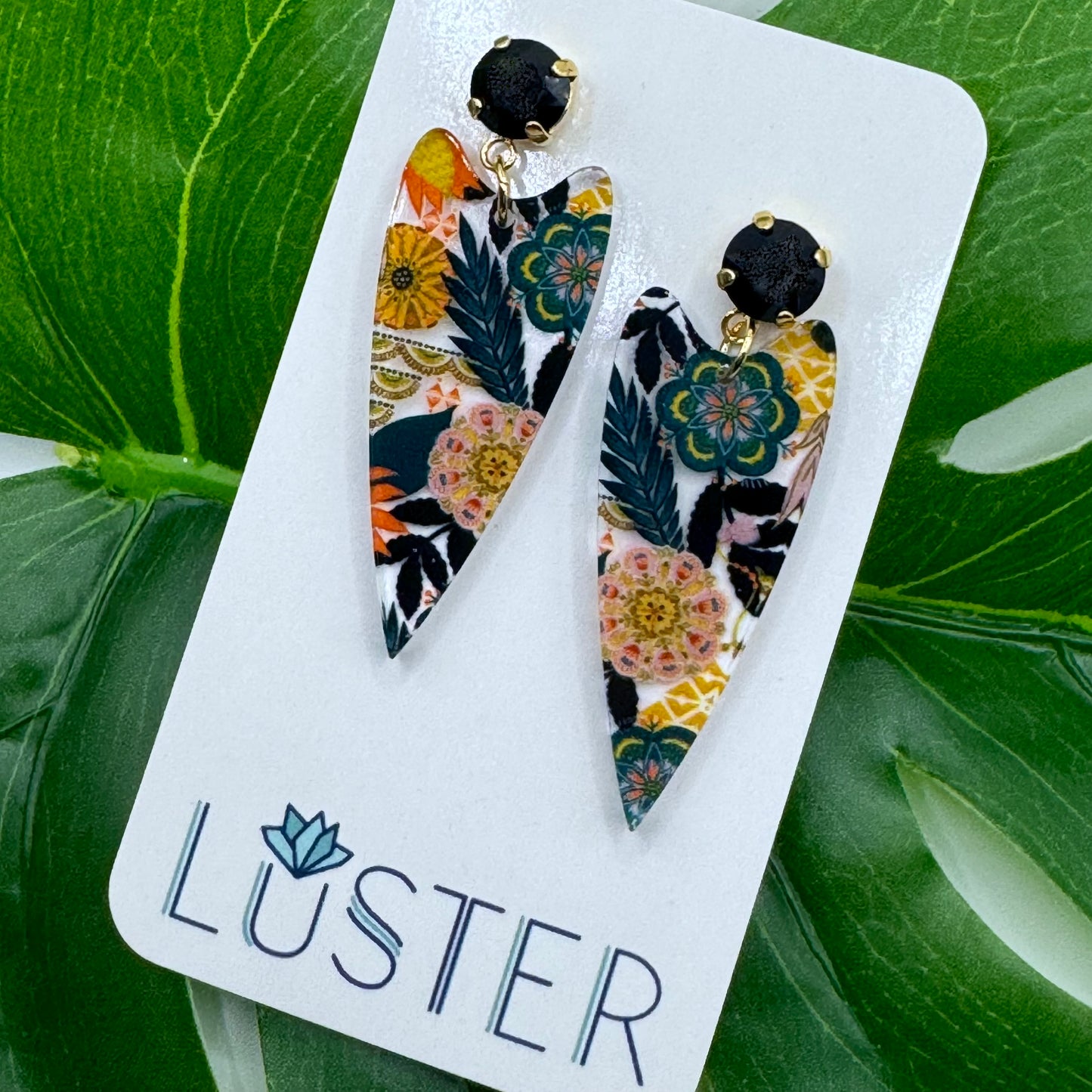 Boho Floral Heart Drop Earrings