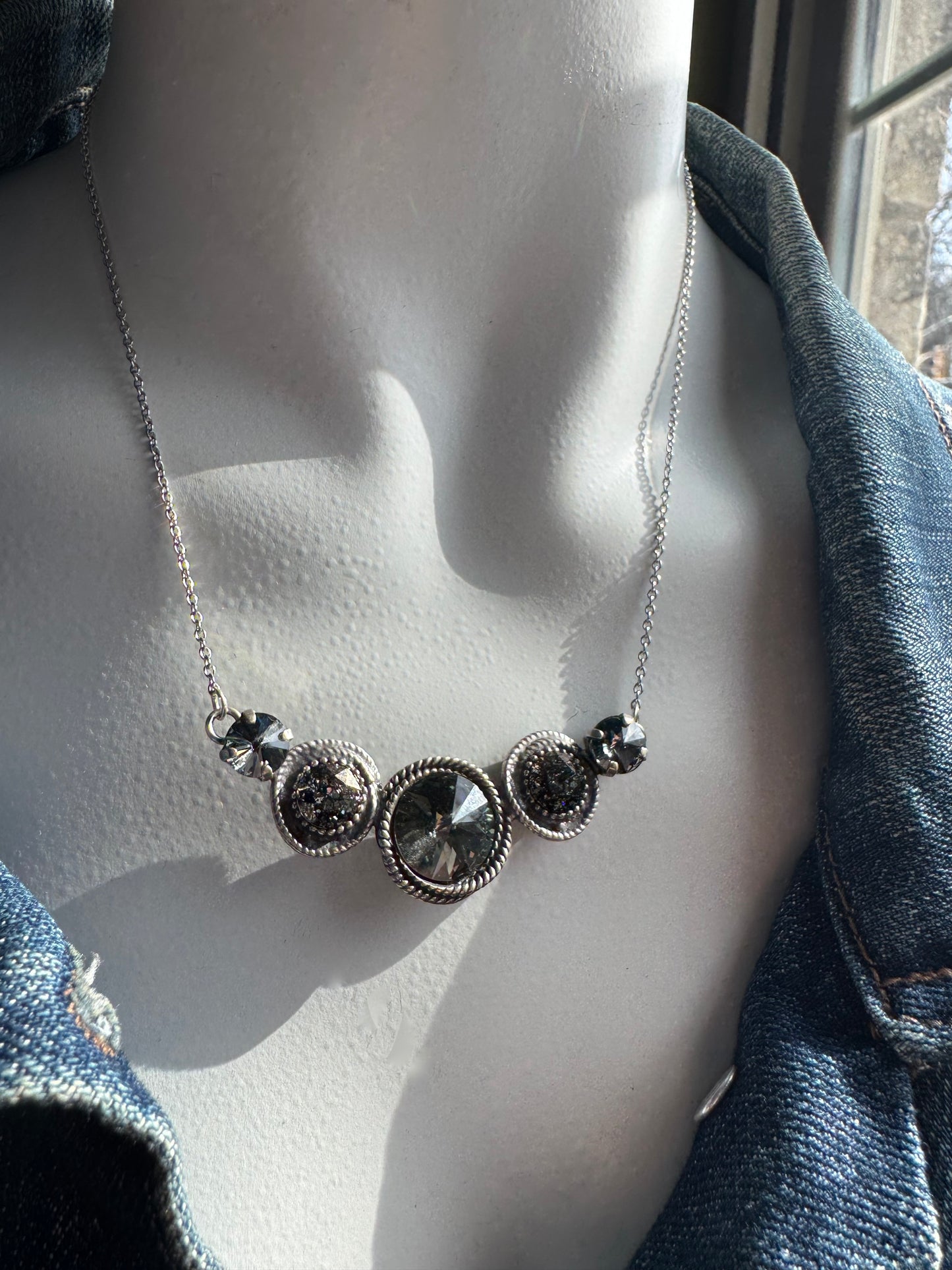 Black Diamond Bar Necklace