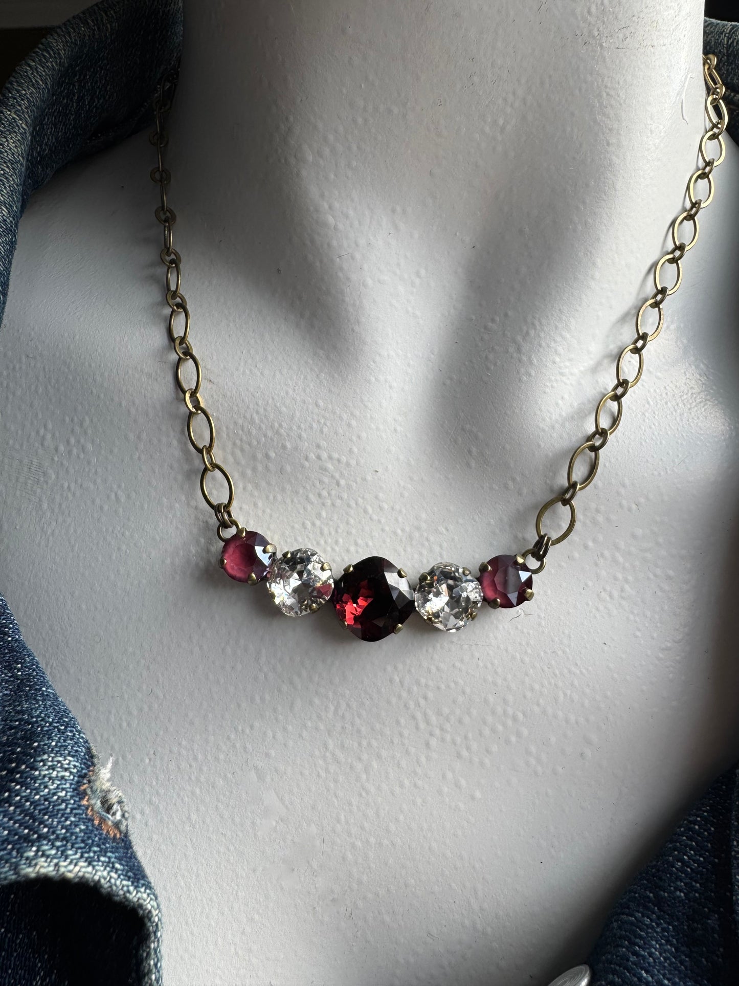 Burgundy Crystal Bar Necklace