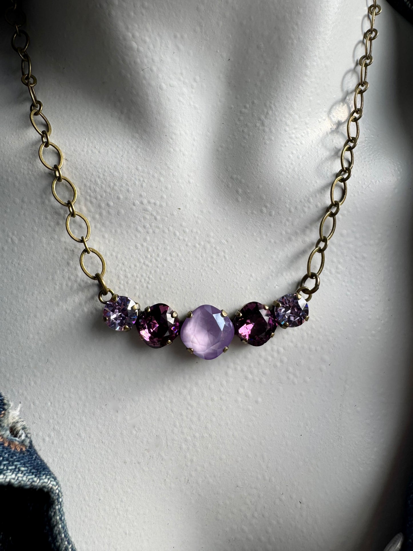 Purple Crystal Bar Necklace