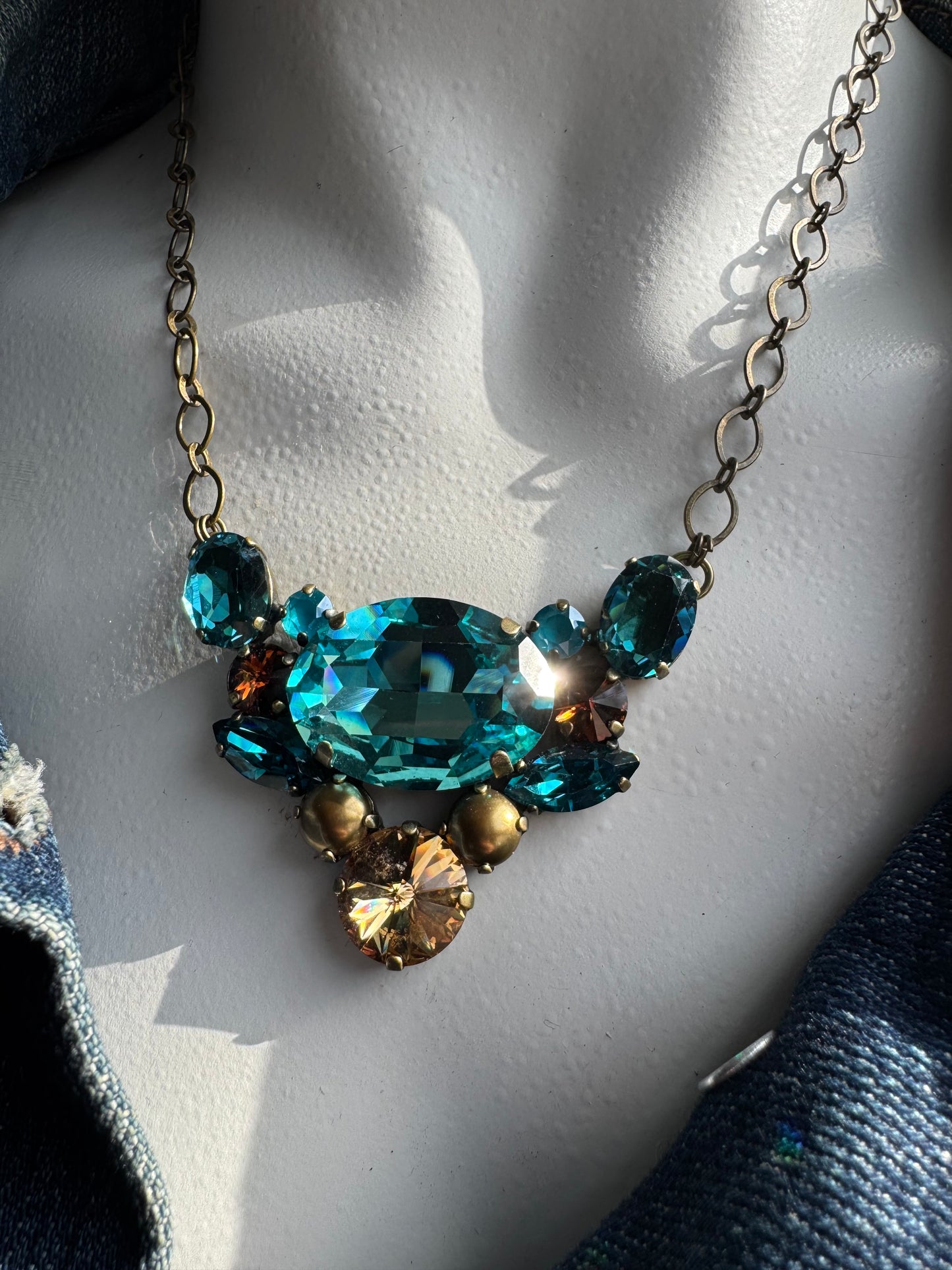 Teal Crystal Statement Necklace