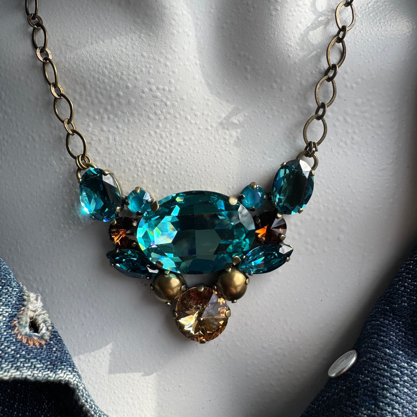 Teal Crystal Statement Necklace