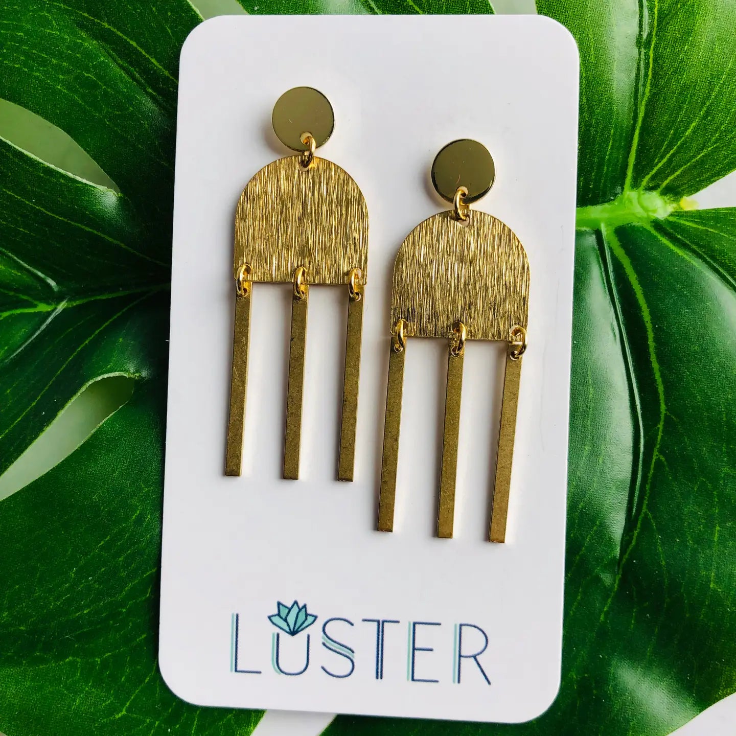 Brass Dangle Statement Earrings