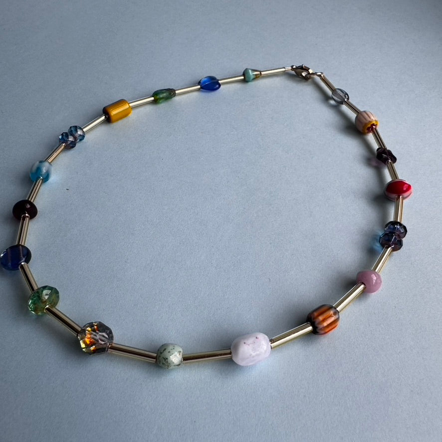Mixed Up Glass Choker Necklace