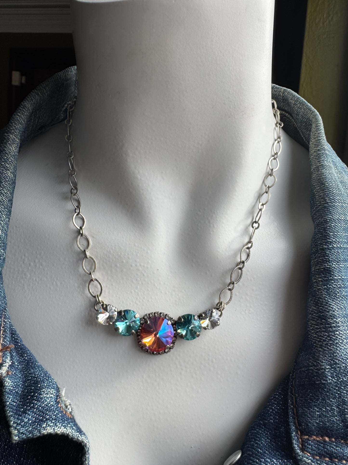 Bold Crystal Halo Bar Necklace
