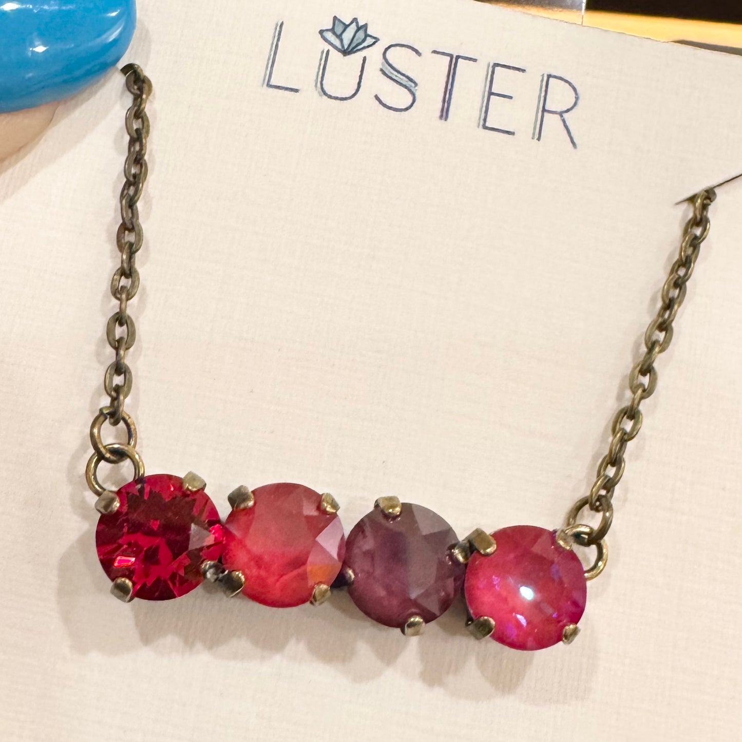 Red Quartet Bar Necklace