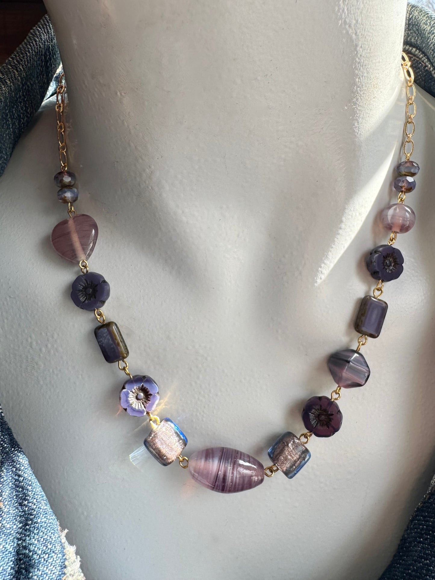Purple Mixed Glass Necklace