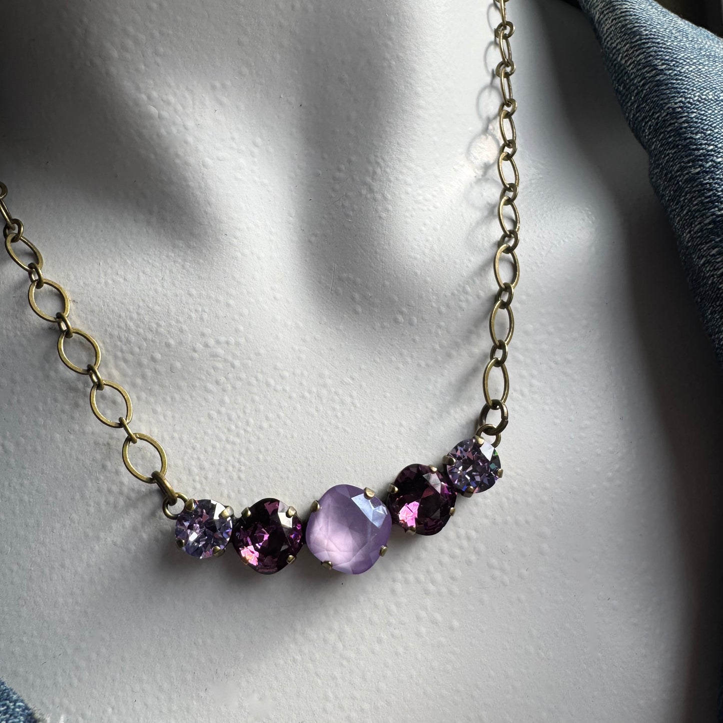 Purple Crystal Bar Necklace