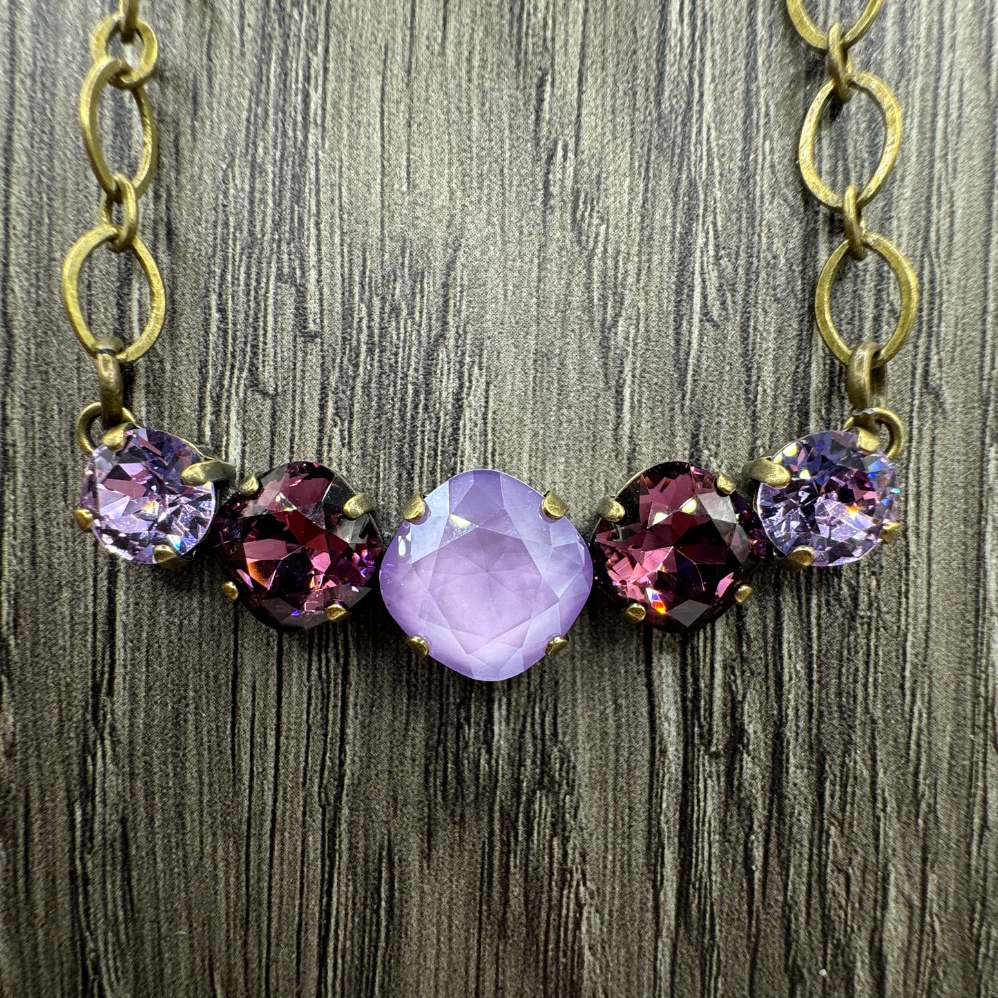 Purple Crystal Bar Necklace