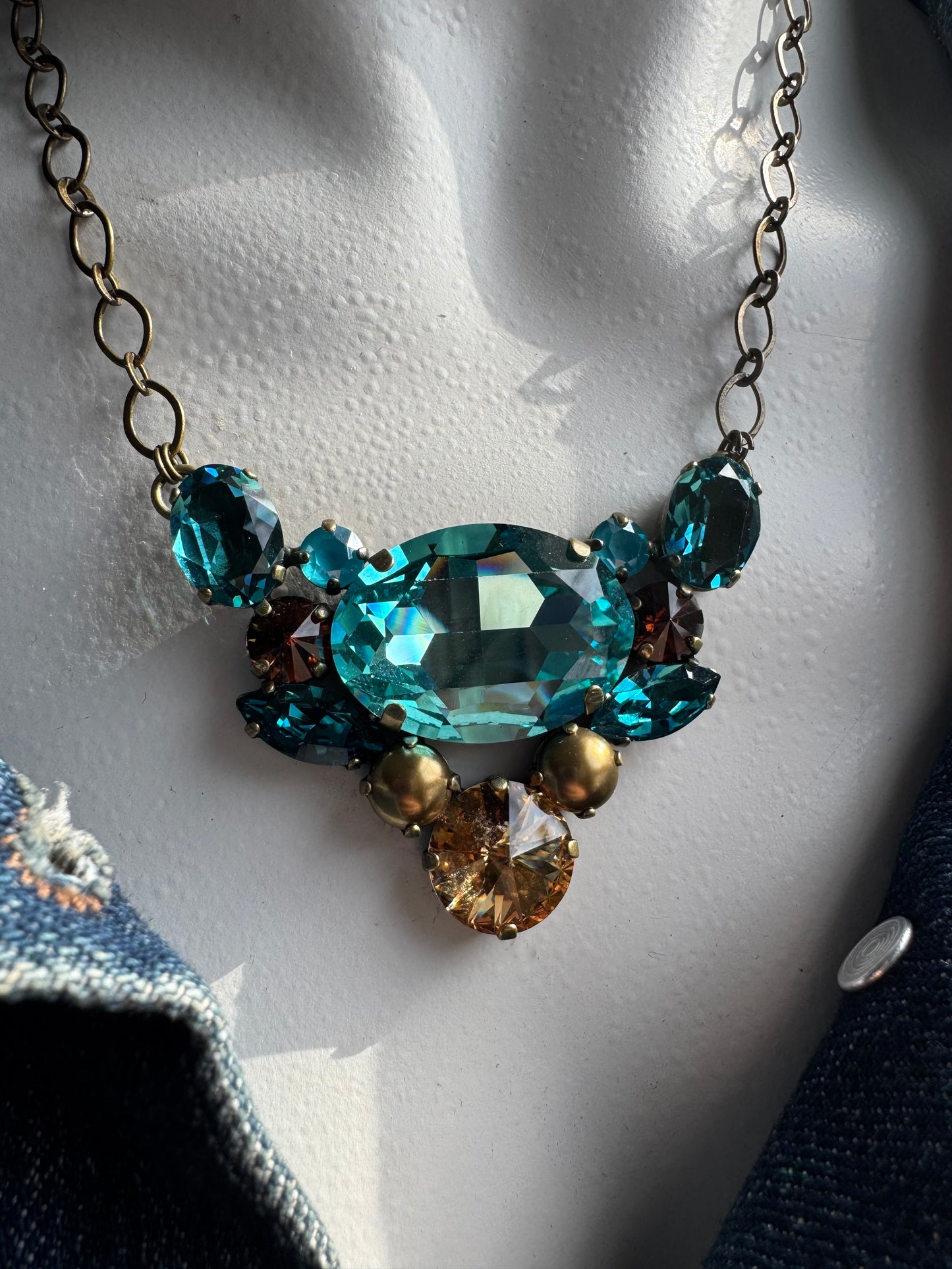 Teal Crystal Statement Necklace
