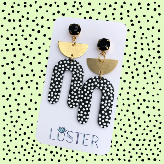 Black U-Drop Earrings