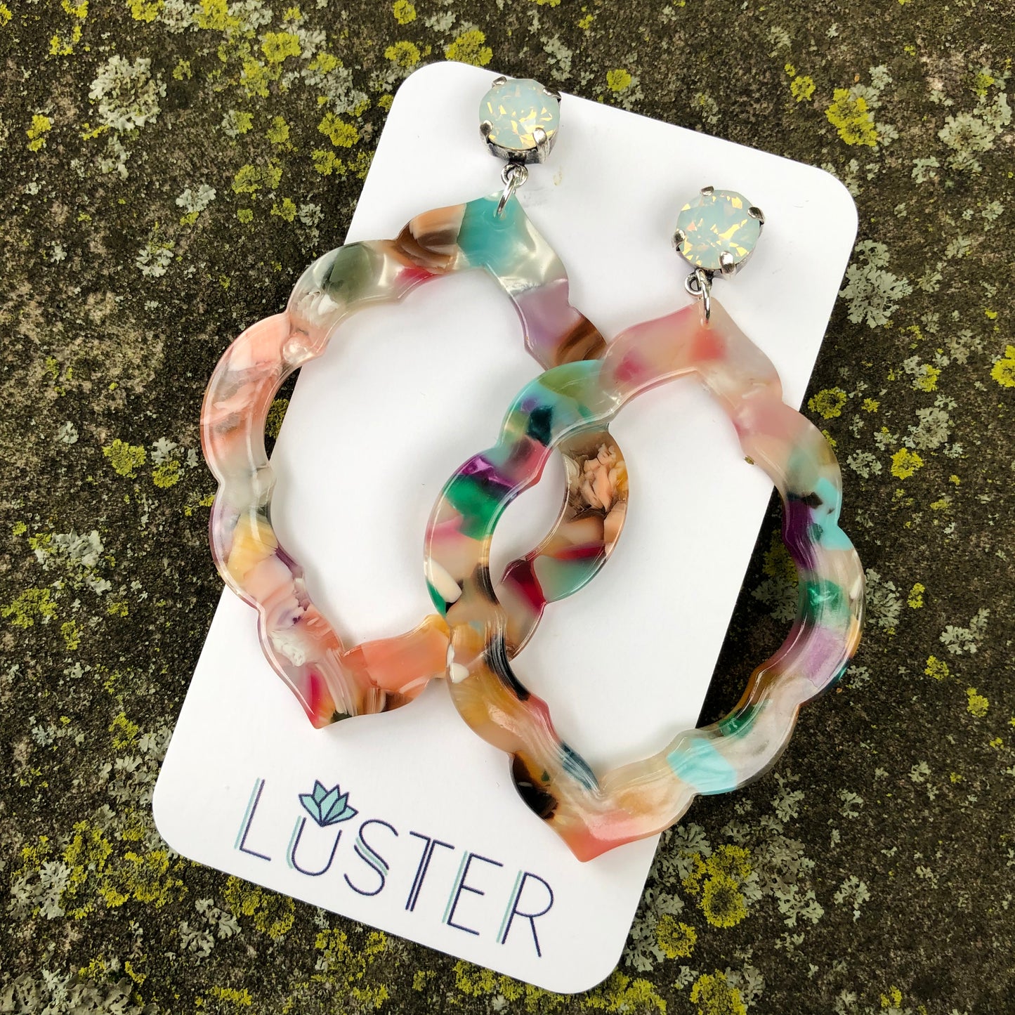 Acrylic Scalloped Drop Earrings