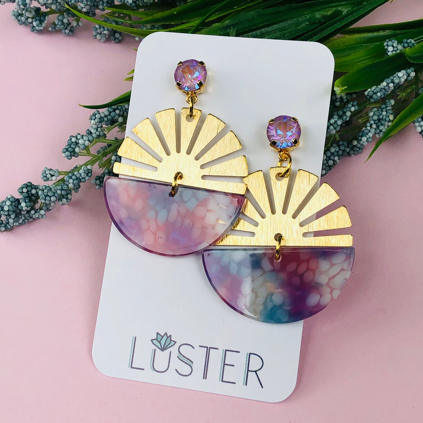 Acrylic + Brass Statement Earrings