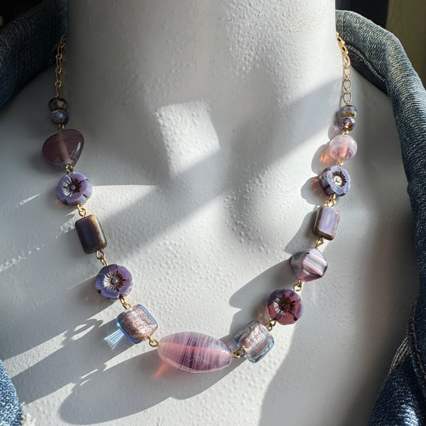 Purple Mixed Glass Necklace