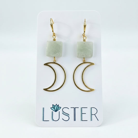 Crescent Moon + Stone Dangles