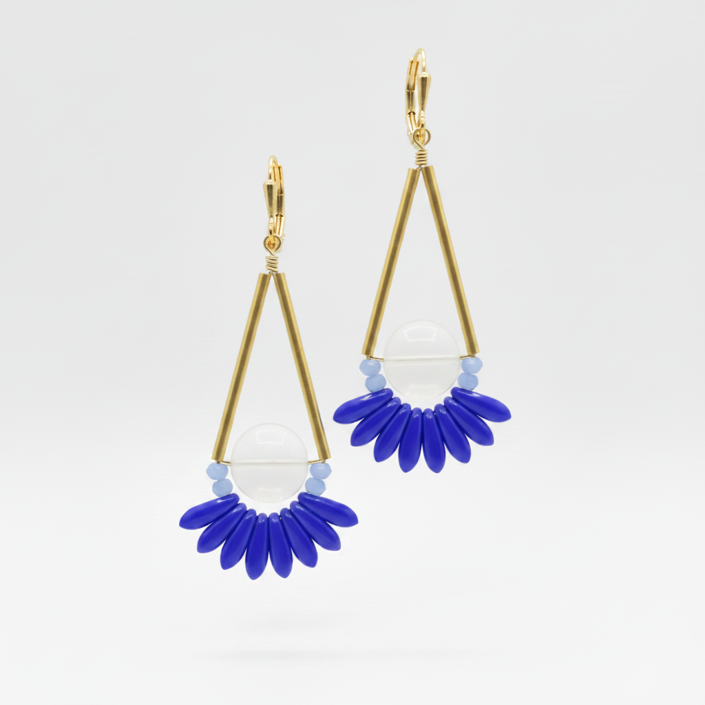 Gold Brass + Stone Statement Earrings