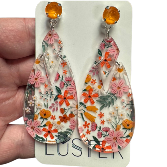 Boho Floral Teardrop Earrings