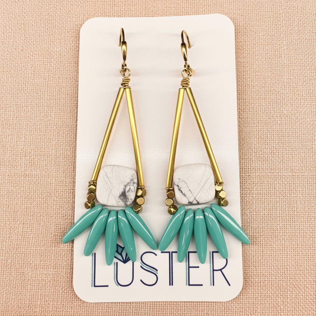 Stone + Glass Statement Earrings