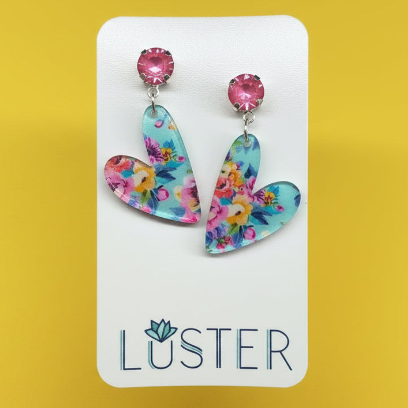 Floral Heart Drop Earrings