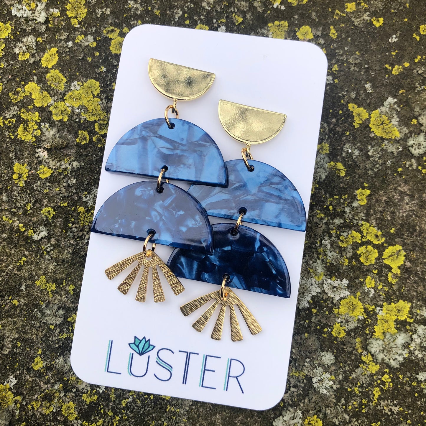 Blue Acrylic Statement Earrings