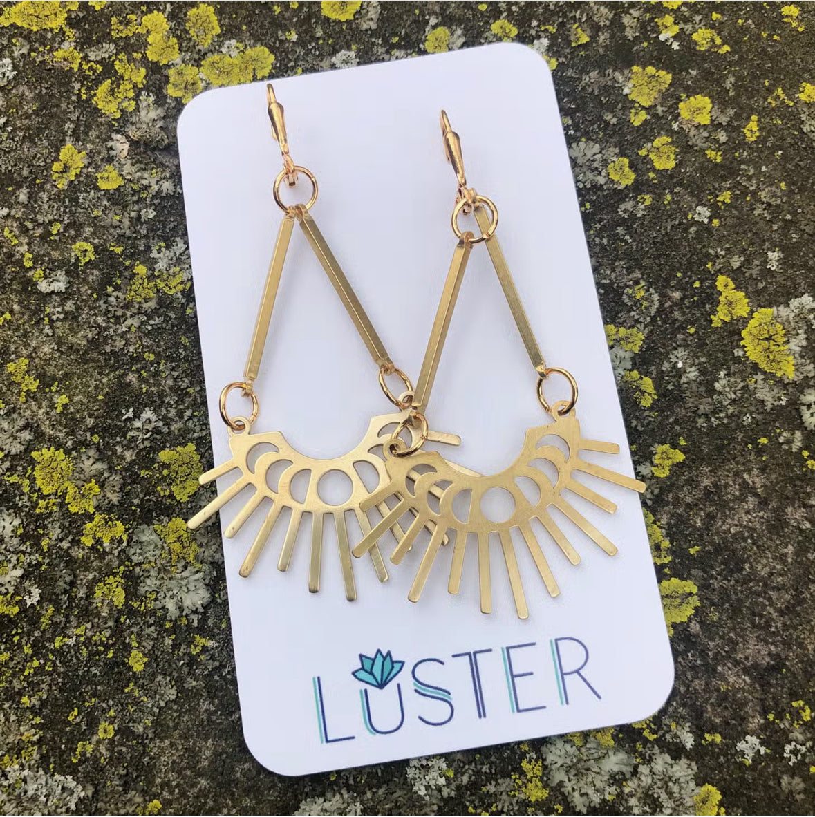 Moon Phase Brass Dangle Earrings