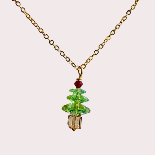 Peridot Green Holiday Tree Necklace