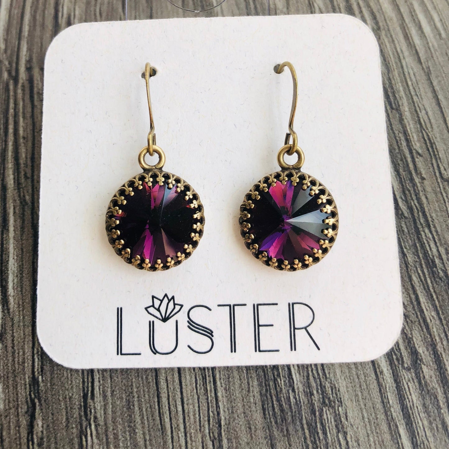 Amethyst Purple Rivoli Drop Earrings