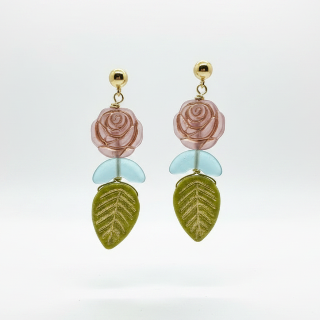 Czech Glass Rose Dangles
