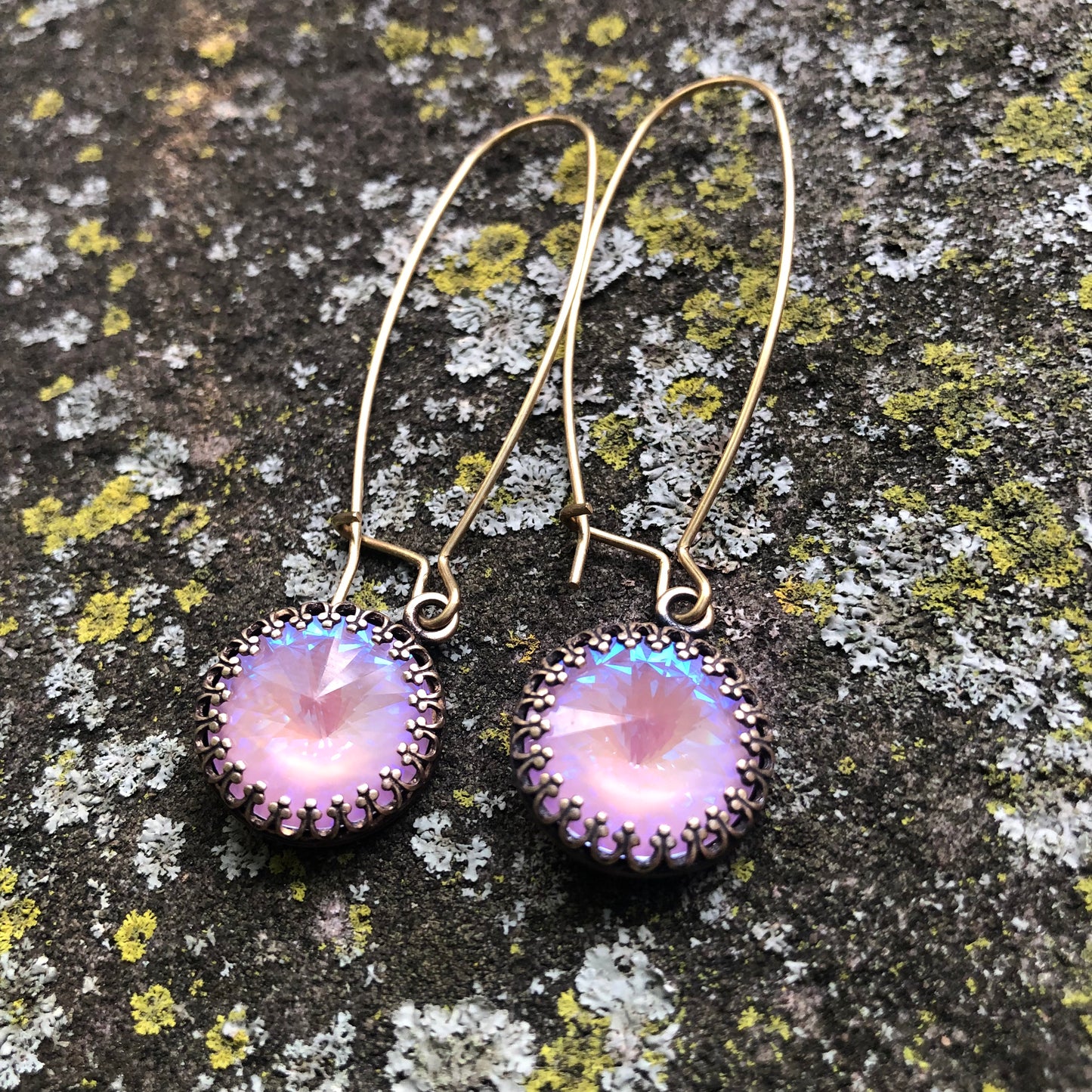 Lavender Rivoli Drop Earrings