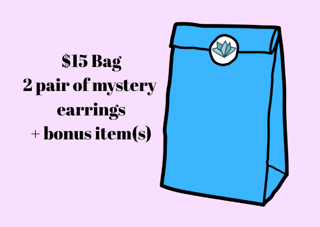 Blue bag with text on a pink background