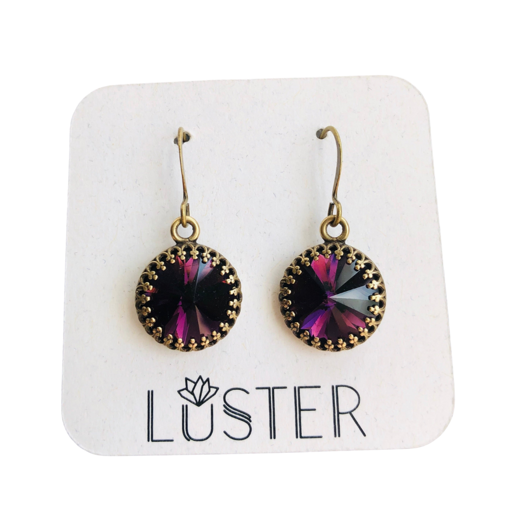 Amethyst Purple Rivoli Drop Earrings