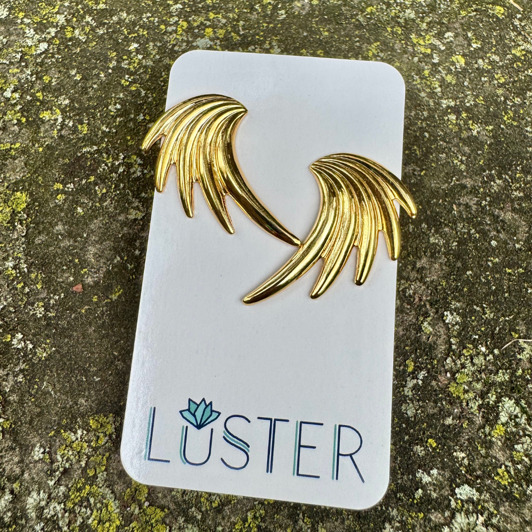 Brass Wing Unique Statement Earrings