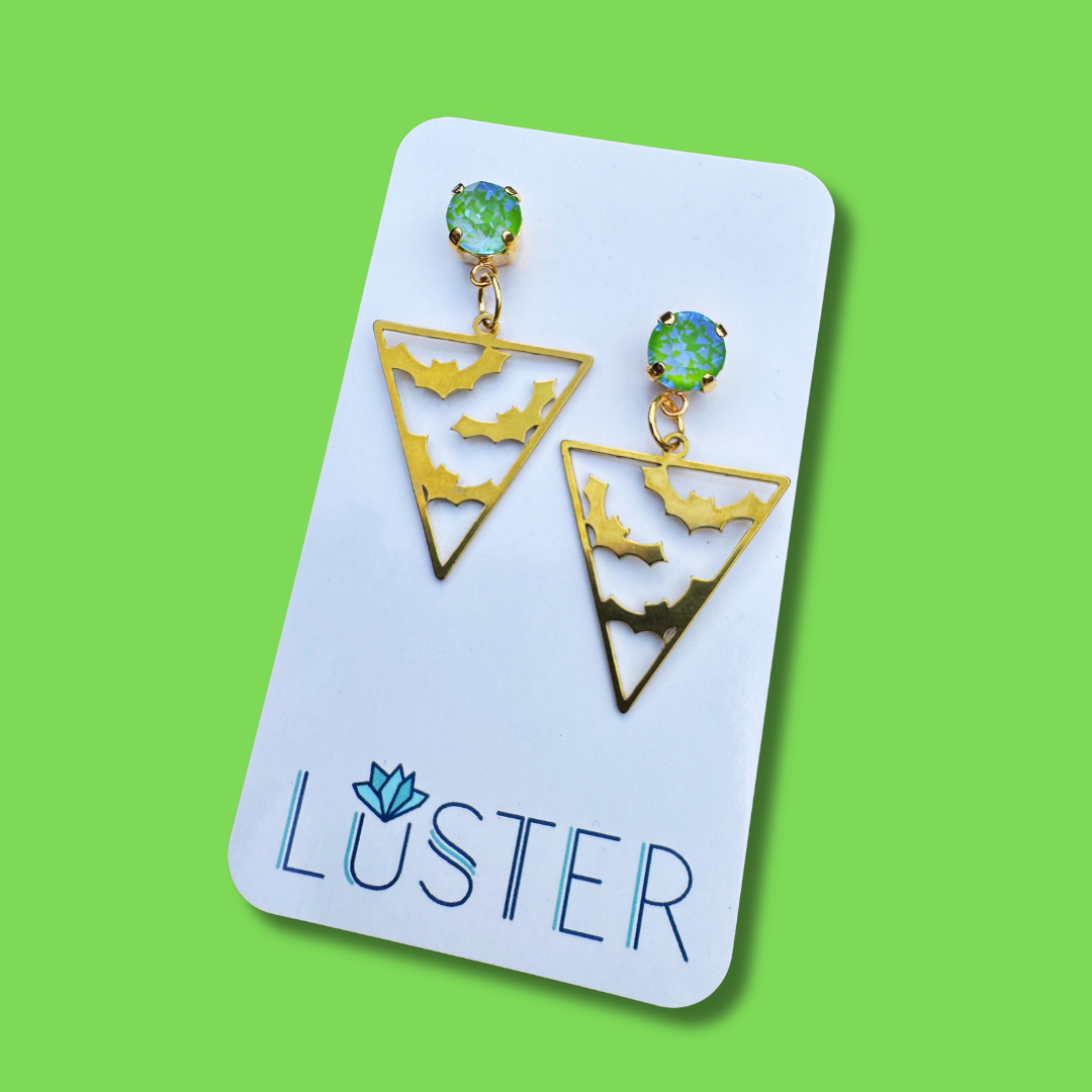 Brass Triangle Bat Earrings