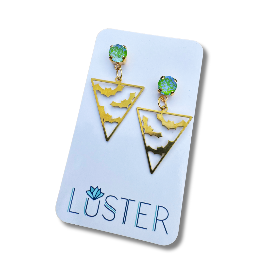Brass Triangle Bat Earrings