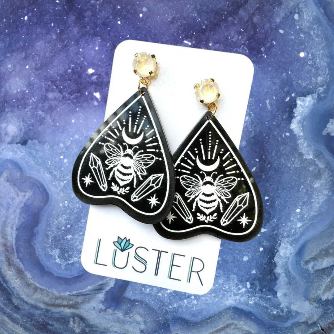 Basking Bee Planchette Earrings