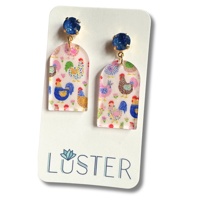 Rooster Chicken Acrylic Earrings