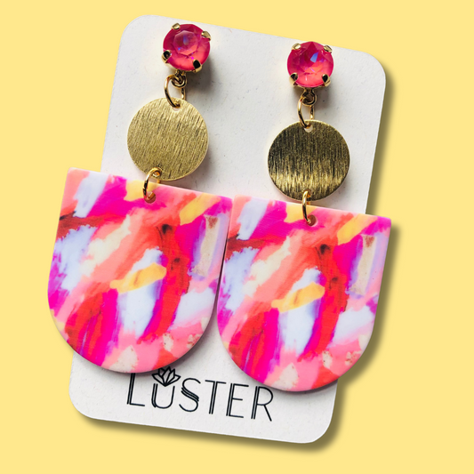 Pink Abstract Earrings