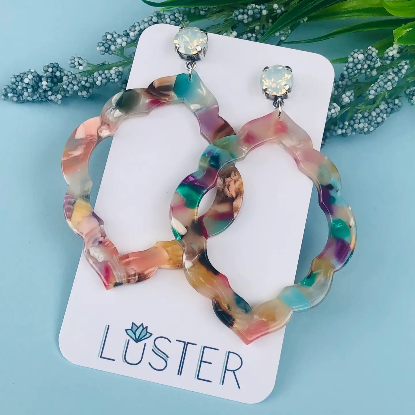Acrylic Scalloped Drop Earrings