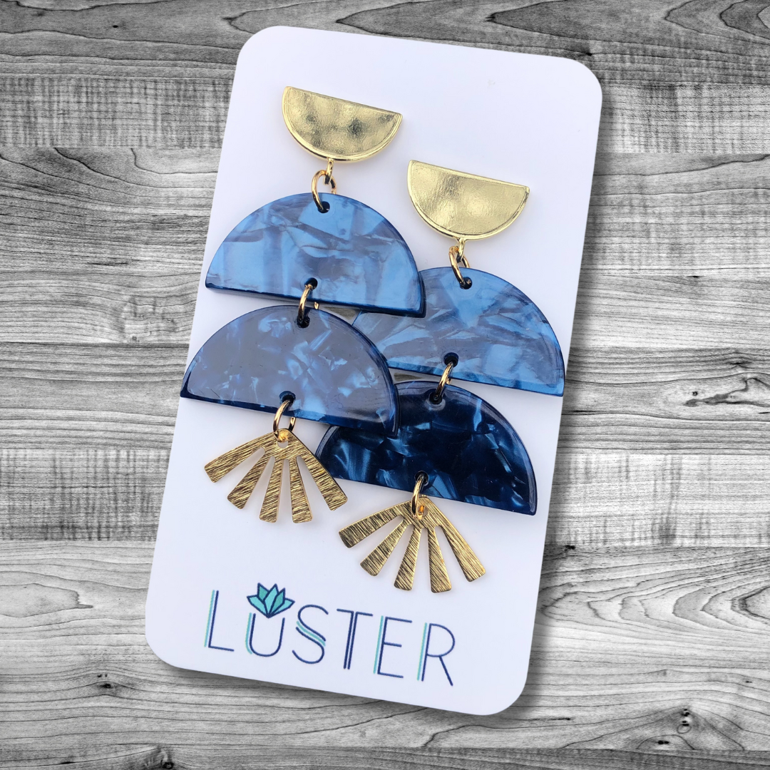 Blue Acrylic Statement Earrings