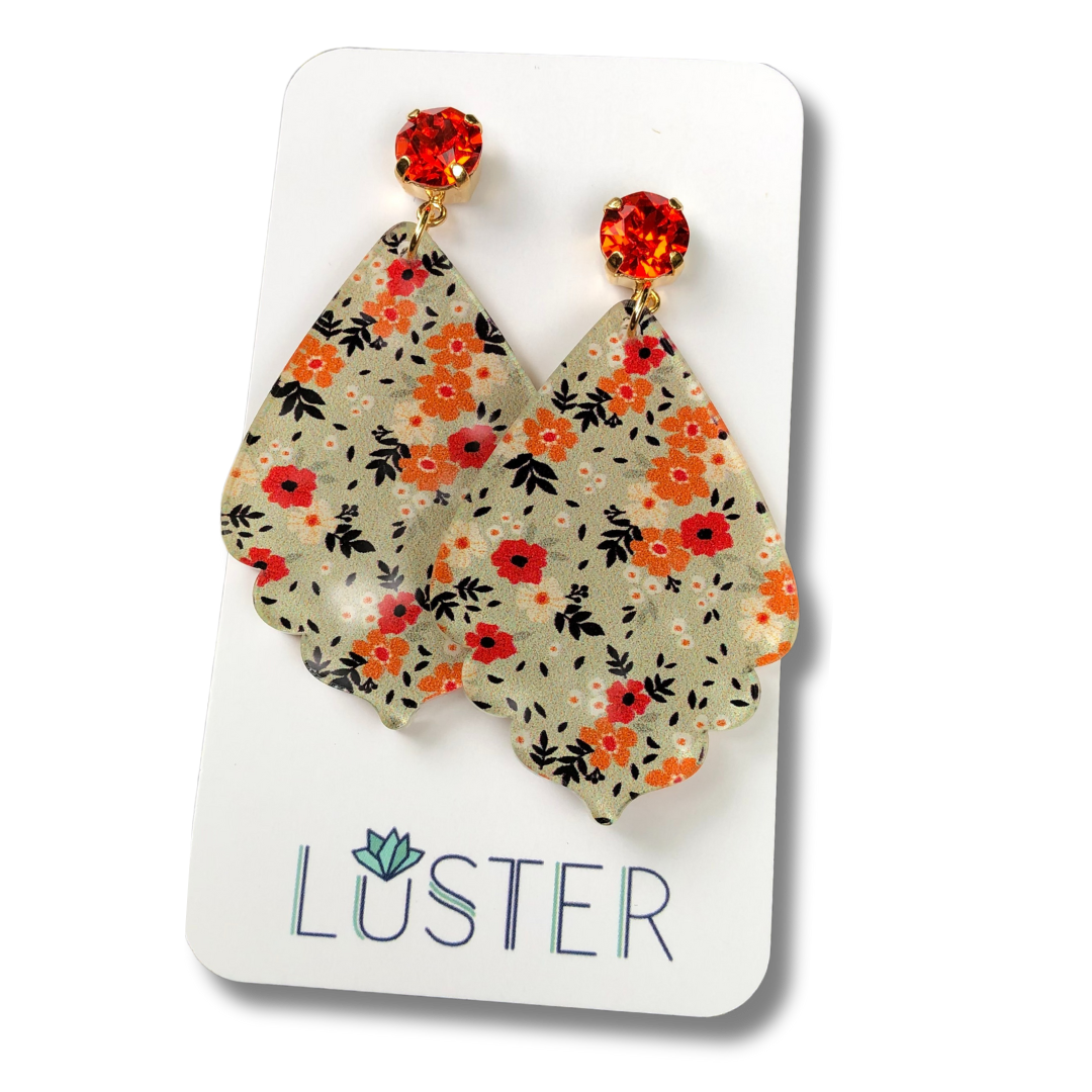 Sage Floral Teardrop Earrings