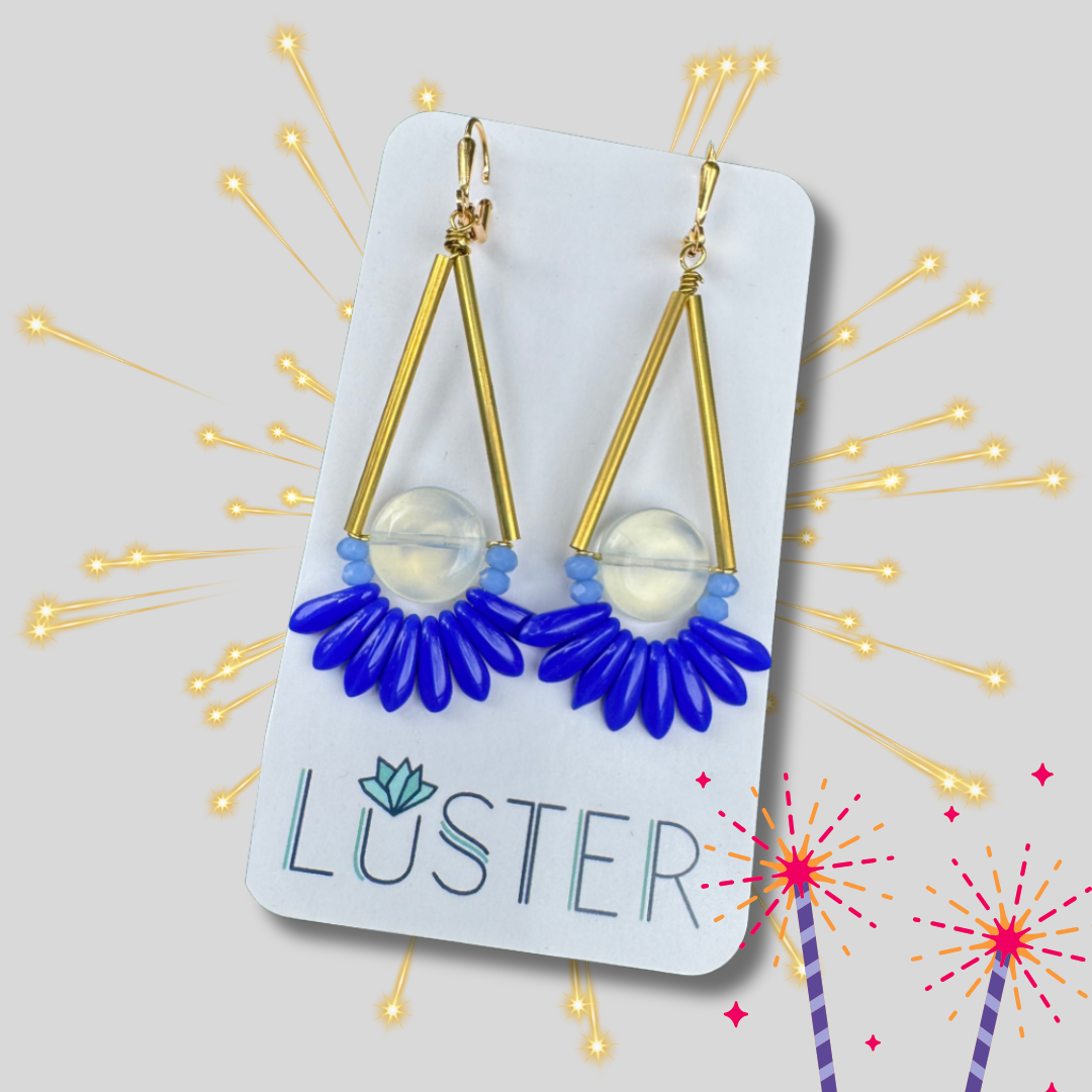 Gold Brass + Stone Statement Earrings