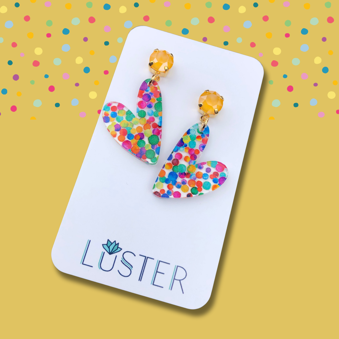 Confetti Heart Drop Earrings