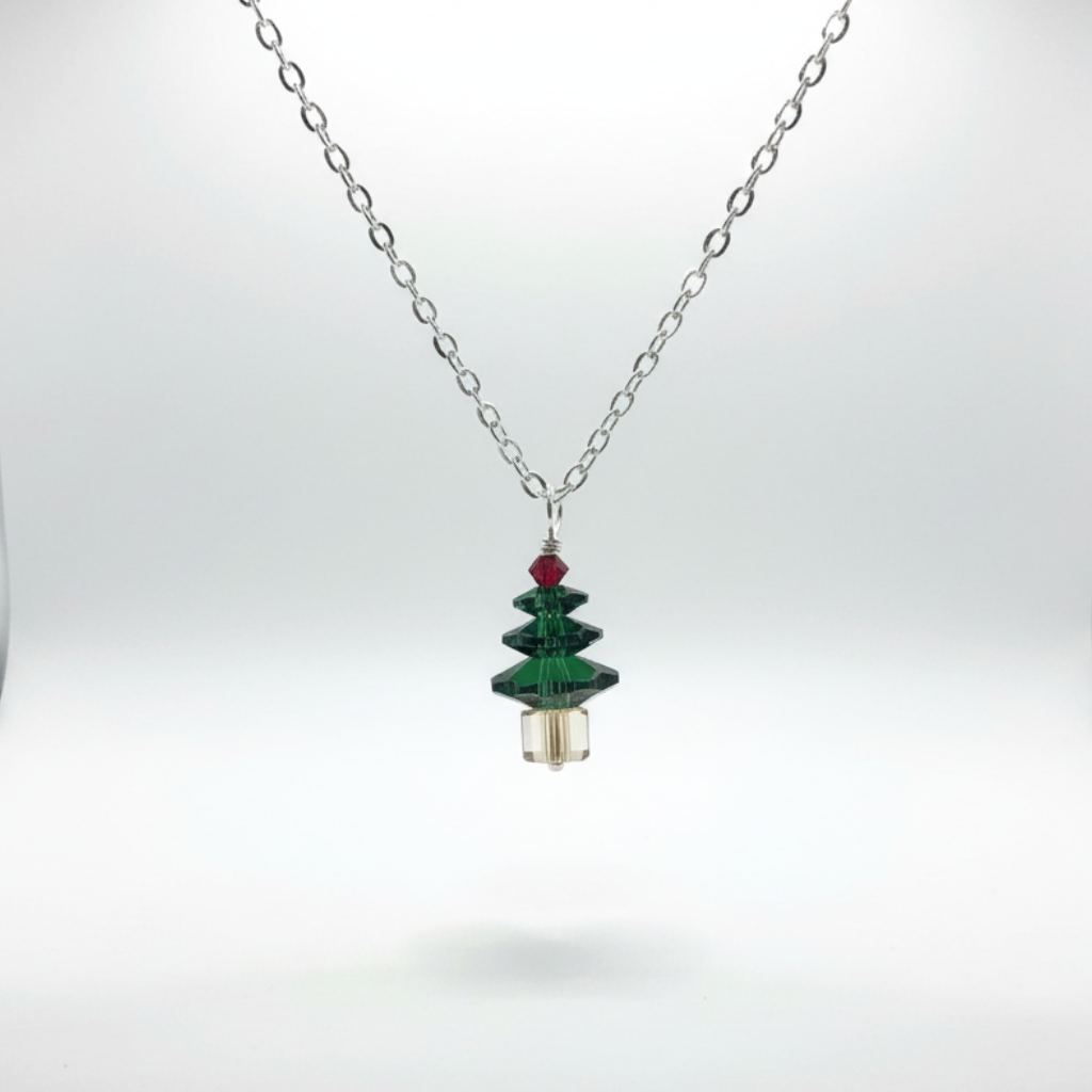 Dark Green Holiday Tree Necklace