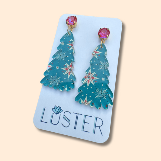 Retro Holiday Tree Earrings