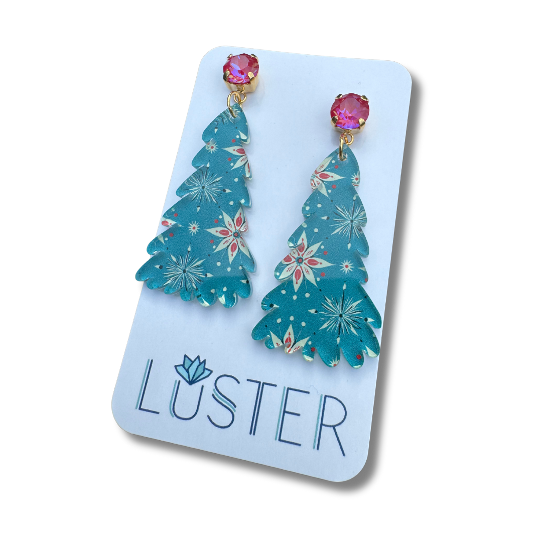 Retro Holiday Tree Earrings