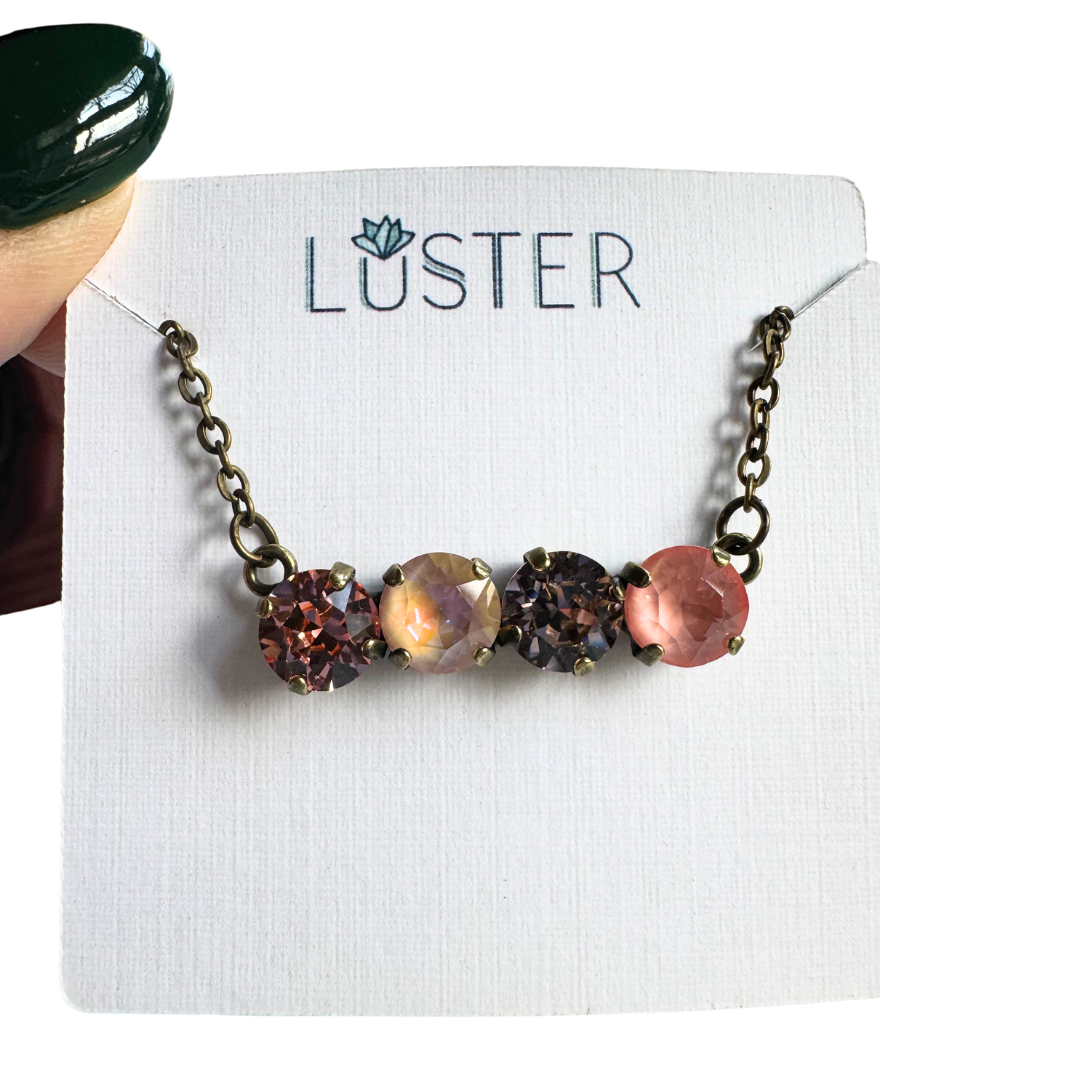 Peach Multicolored Quartet Bar Necklace
