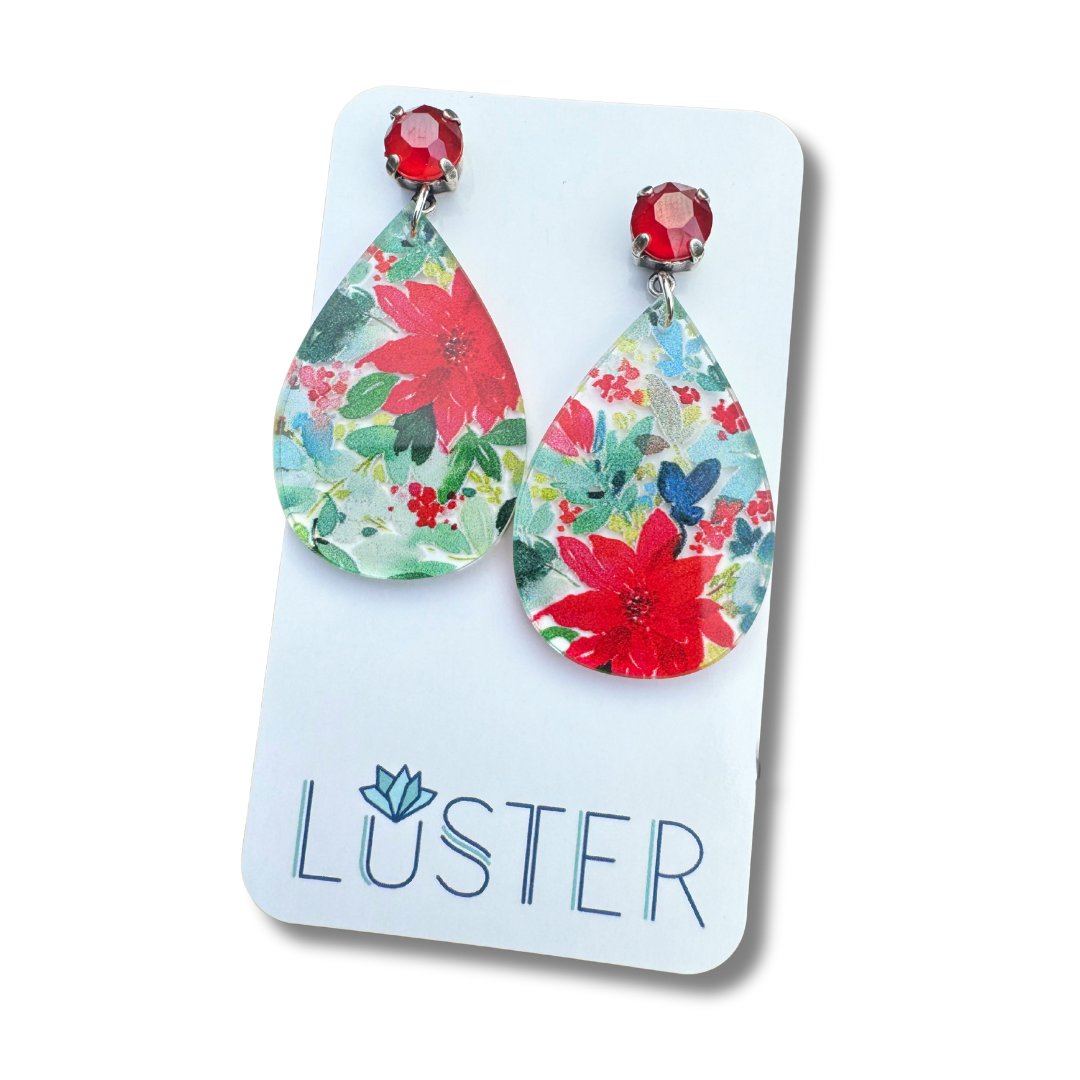 Poinsettia Teardrop Earrings