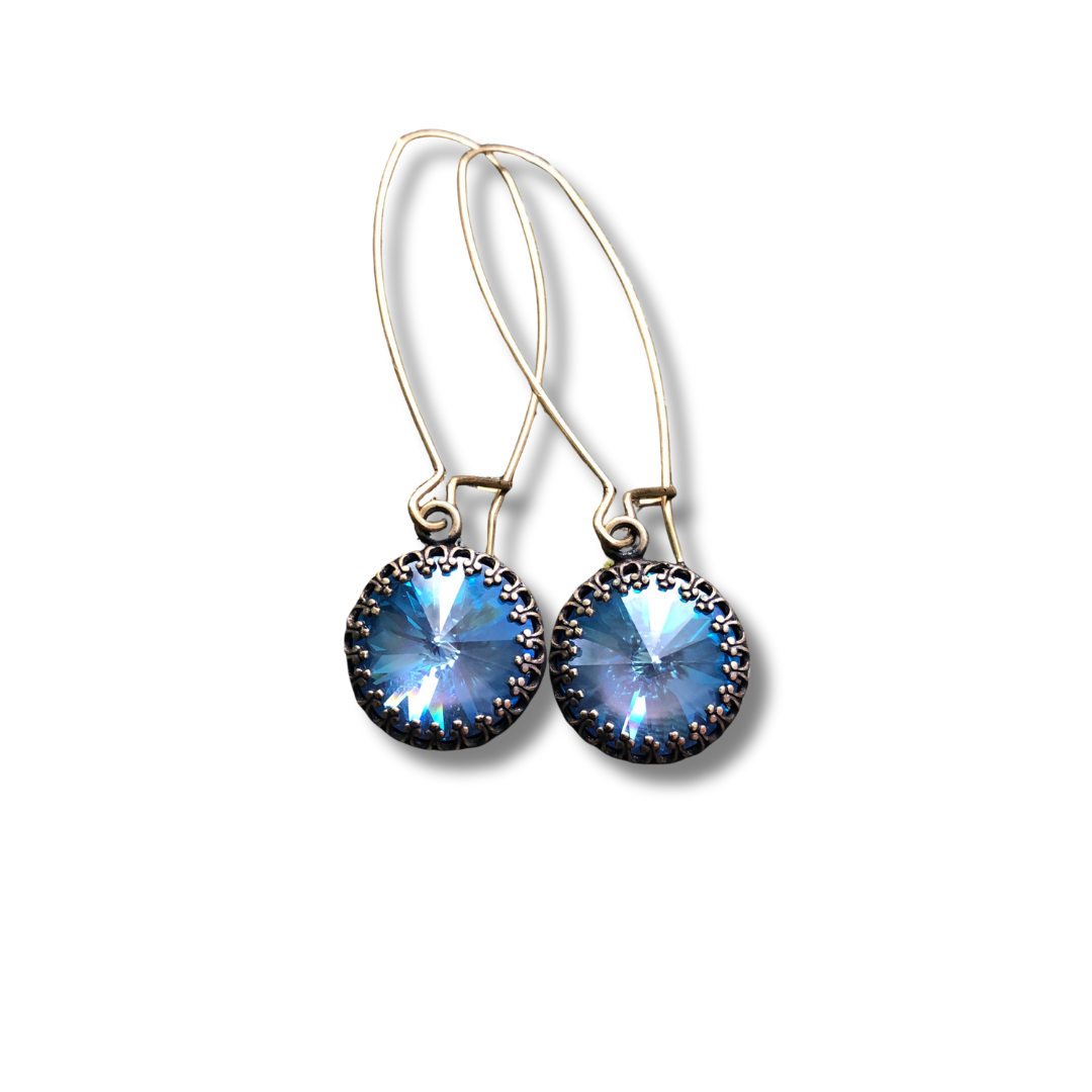Ocean Blue Rivoli Drop Earrings